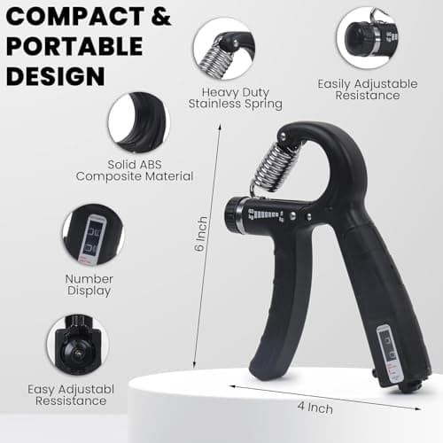 LEAFED Adjustable Hand Grip Strengthener Hand Gripper With Counter for Men & Women for Gym Workout Hands Exercise Equipment to Use in Home for Forearm, Finger Exercise Power Gripper - 60kg Black 5