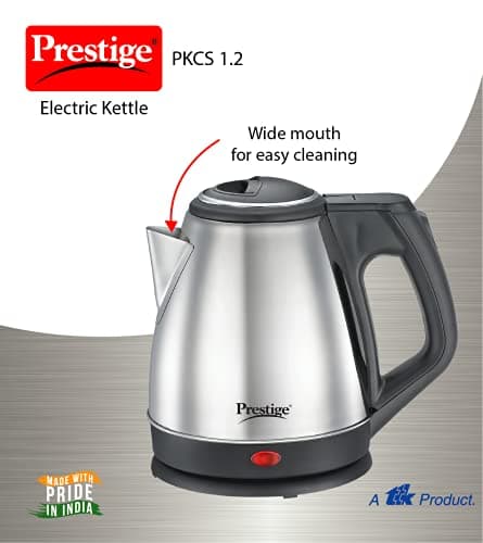 Prestige 1.2 Litres Electric Kettle (PKCS 1.2)| Silver | Auto Cut-Off | Power Indicator | Concealed Element | Single-Touch Lid Locking | 360 Degree Swivel Base 2