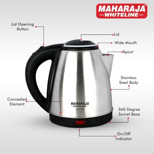 Maharaja Whiteline Viva Joy 1500 Watt Stainless Steel Electric Kettle | 1.5 Litres | Auto Shut Off- White 5