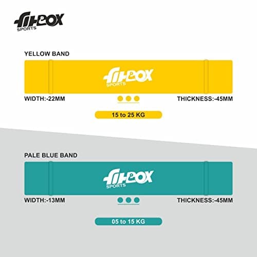 FitBox Sports Natural Rubber Resistance and Pull Up Band (15Kg to 25Kg- Yellow) Cross Training Exercise Band for Home Gym Fitness | Loop Band | Stretching Band | for Men & Women 2