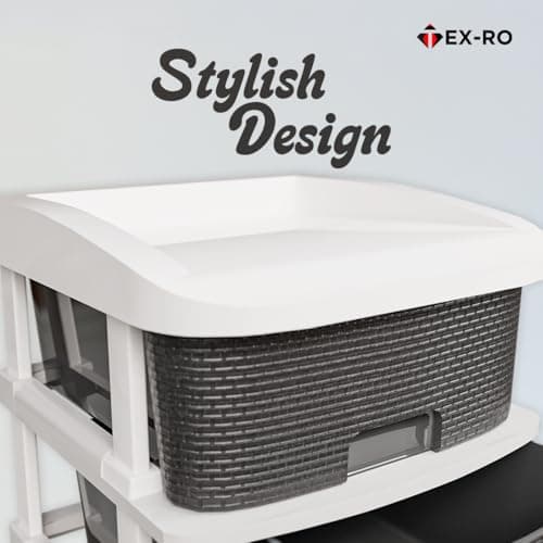 TEX-RO Plastic Modular Drawer Storage Chest of Drawers Organizer Storage Box | Large Stomo Racks for Multipurpose Organizers | Grey | 3 Layer 3