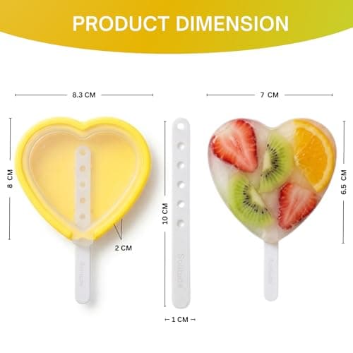 Solitude Set of 4 Heart Shaped Silicone Popsicle Moulds | BPA Free Food Grade Reusable Non-Stick Candy Mold | DIY Ice Cream, Chocolate, Jelly, Lollipop and Cake Pop Maker, Multicolour 3