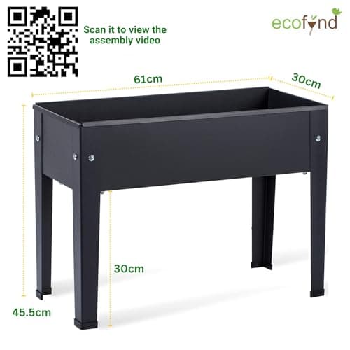 ecofynd Cleo Raised Plant Box, Elevated Planter, Metal Raised Garden Bed, Standing Plant Stand, Indoor and Outdoor Grow Container for Vegetables and Flowers (24Lx12Wx18H) | Black 2