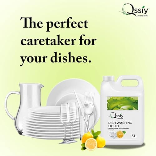 Qssiy Green Apple Dishwash Gel, 5L Can | Tough on Grease, Gentle Hands, Bulk Refill 4