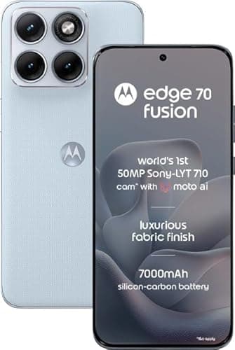 Motorola Edge 70 Fusion (Pantone Country Air, 8GB RAM, 128GB Storage) | 6.78" 1.5K 144Hz AMOLED Display | Snapdragon 7s Gen 4 | 50MP Sony LYTIA 710 OIS | 32MP Selfie | 7000mAh | 68W TurboPower |