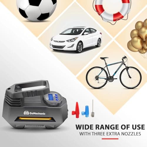 GoMechanic Digital Tyre Inflator for Car - 150 psi, 12V DC Portable Air Pump/Compressor with Digital Tyre Pressure Gauge, Suitable for Bikes, Bicycles or Any Inflatable With LED Light (Gusto T2) 5