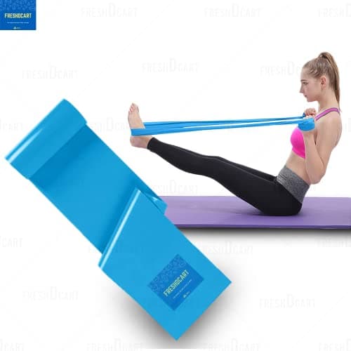 FreshDcart Rubber Resistance Band 1.5 Meter Stretching Belt for Workout, Yoga, Fitness Training, Home Gym, Strength Building, Flexibility Exercises for Men & Women (Blue) 4