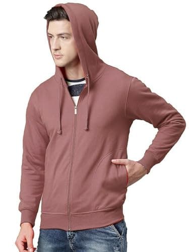 ADBUCKS Winter Wear Sweatshirt Hoodie with Zipper Cotton Fleece Jacket for Men's (Medium, Light Orange) 2