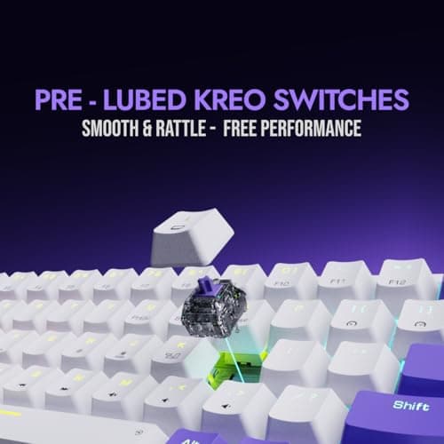 Kreo Hive 65 RGB Anti-ghosting Gaming Keyboard | Wired Mechanical Keyboard with RGB Backlight | 5 Pin Hot-Swap | Detachable USB C Cable (White) 5