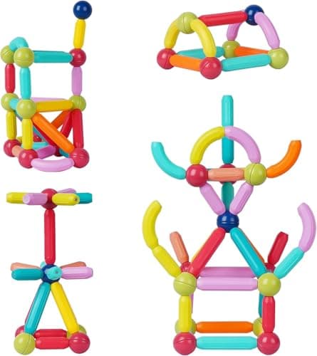 Daesyn Deal 46 Pcs Magnetic Sticks and Blocks Building Set | 3D Construction Toy for Kids | STEM Learning & Educational Puzzle Game | Creative Magnet Building Blocks for Boys & Girls | Fun Indoor Play