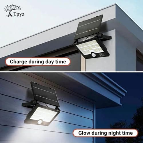 Epyz 20Watt Solar Flood Light Outdoor Waterproof with USB Type-C Charging Cable for Home Garden Wall Compound Entrance Automatic LED Lamp [ Pack of 1, White Light ] [ 2000mAh, 85LED ] 3