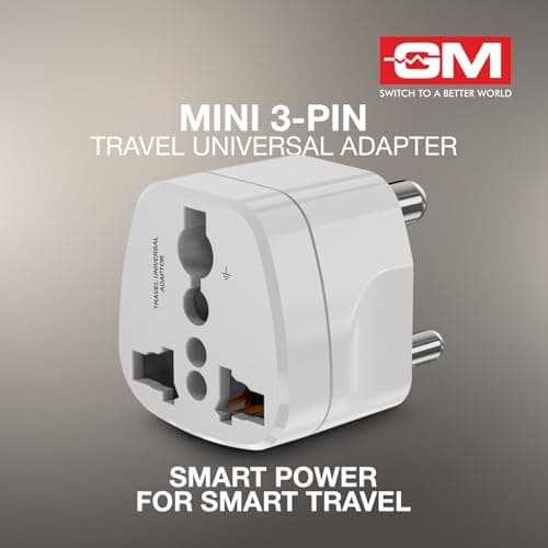 GM Modular 3005 Travel Adapter with Universal Multi-Pin Socket, 6A Adapter for Home Office and Travel Use, Shockproof Polycarbonate Body 3