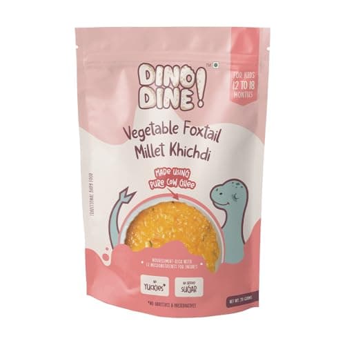 DINO DINE! Baby Food 12 to 18 Months | Vegetable Foxtail Millet Khichdi | Instant Khichdi Mix for Toddlers | No Preservatives | Travel Friendly | Ready Healthy Meal in Just 5-10 Minutes (Pack of 3) 3