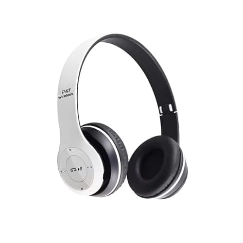 P47 Over Ear Wireless Bluetooth Headphones with Mic (White)