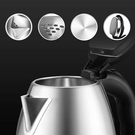 INDIKRAFT Electric Kettle With Stainless Steel Body, Used For Boiling Water, Making Tea And Coffee, Instant Noodles, Soup Etc. 1800 Watts (Silver, 2 liter) 3