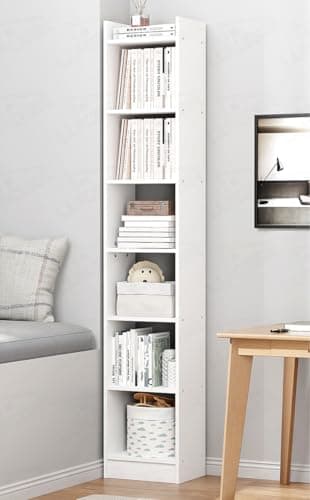 Lukzer 6-Layer Engineered Wood Bookshelf Multipurpose Storage Rack & Display Organizer for Home, Office & Kitchen | MR-005/White | Open Shelving Unit for Books, Décor & Essentials (180x33x24 cm)