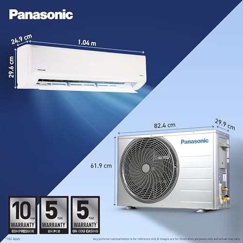 Panasonic 2.0 Ton 4 Star New Star rated Premium WiFi Inverter Smart Split AC (DustBuster Tech,Matter Enabled,AI,Higher Airflow, Copper Cond., 8in1 Convertible,4-Way,PM0.1 Filter,CS/CU-NU24BKY4W,White) 4