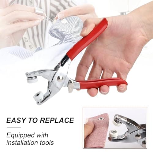 Gadgetglam Premium Snap Buttons Kit – 100 Sets 9.5mm Metal Fasteners in 10 Colors with Hand Pliers Tool, Five-Claw Copper Buckles for Sewing, DIY Crafts, Baby Clothes, Hats, Bibs & Rompers (Silver) 4