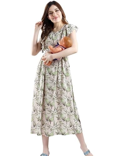 AV2 Womens Viscose Regular Fit Maternity Wear | Nursing |Feeding | Breast Feeding Dress with Zippers for Post Pregnancy(5094_Light Pink_M)
