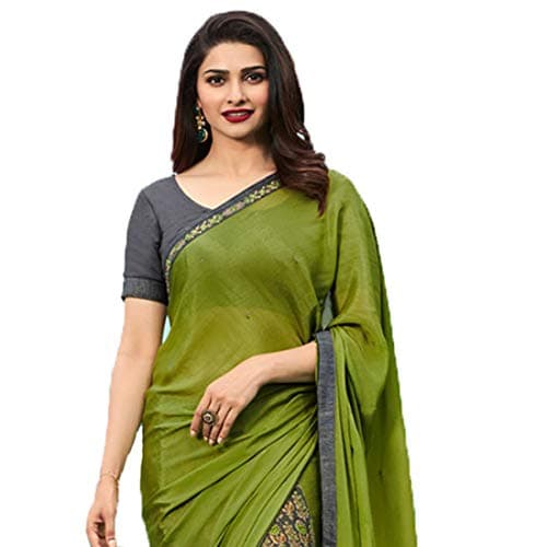 RAJESHWAR FASHION WITH RF Women's Floral Printed Half &Half Georgette Saree For Women With Lace & Blouse(A29 GREEN_Free Size) 2