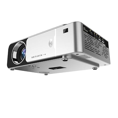 Zync T6 Android10 Smart Home Cinema Wi-Fi BT 4k & 3D Portable Outdoor Projector Built-in Streaming Netflix,Prime,Hotstar,1GB Ram,8ROM,7000lm,1Speaker3W, 1920 * 1080P,Support AV,HDMI,USB(Sliver) 2
