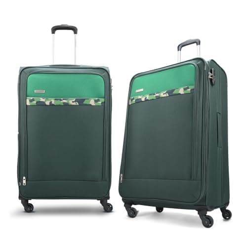 Aristocrat Large Commander 79Cms Premium Polyester with PVC Coating Soft Sided Check-in 4 Wheels Green Spinner Suitcase 2