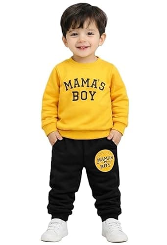 NEW BEGINNING Kids Clothes for Boys | Cotton Printed Full Sleeves Sweatshirt & Shorts Kids Dress Boy | Summer Wear Stylish Casual Baby Boy Dress 1-5 Year (Yellow Black, 1-2 Year)