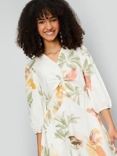 Max Kalki x Floral Print A-line Midi Dress(Multicolour_L) 2
