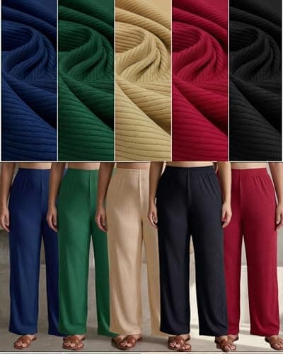 Pack of 2 Premium Pants and Trouser Palazzo for Girl's Multicolor Stretchable Combo Pack (in, Alpha, S, Regular, Blue, Beige) 3