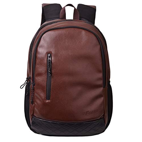 F Gear BiFrost Brown 27L, Unisex Premium Art Leather Formal Business Office Travel Stylish Executive Laptop Backpack|Fits upto 17" Laptop Padded Sleeve |Water Resistant|Made In India|1 year warranty