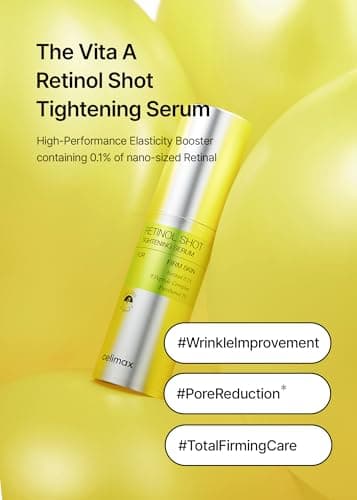 Celimax The Vita-A Retinol Shot Tightening Serum with Pure Vitamin-A, 0.1% Retinol, 9 Peptides & Panthenol for Pore Minimizing, Wrinkles & Fine Lines, Firmer Skin, Anti-Aging, Skin Smoothing (30ml) 2