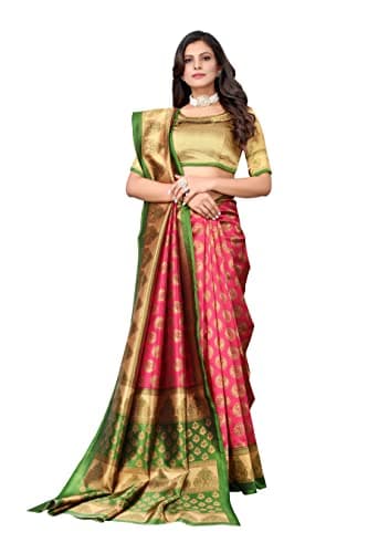 Yashika Women's Jacquard Art Silk Standard Length Saree (Alifa Pink_R 3