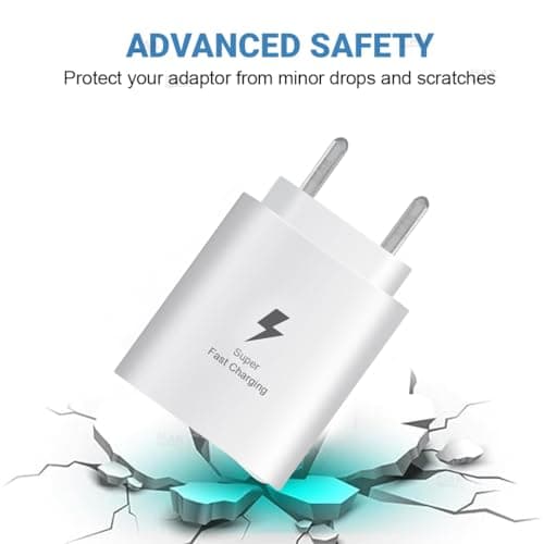 25W Charger with Cable for Samsung Galaxy F23 5G Type C Charger Adapter Compatible with Galaxy F23 Charger, 25 Watt USB Type C to C Pd Charging Adapter C Type, White 3