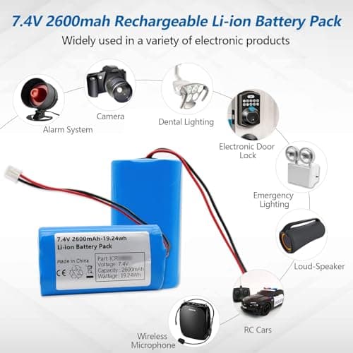 7.4V 2600mAh Lithium Battery with BMS & XH2.54 Connector for RC Cars, Robotics, LED Projects 5