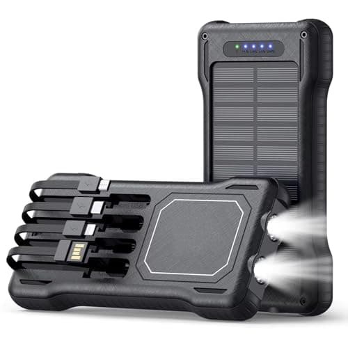 LRSA Solar Power Bank, 20000mAh, with Built-in Cables, LED Flashlight, for Camping and Outdoor Use 2