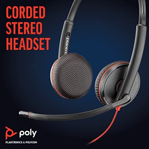 Poly by Plantronics - Blackwire 3225 USB-C Wired Headset - Dual-On Ear (Stereo) with Boom Mic - Connect to PC/Mac via USB-A or Mobile/Tablet via 3.5 mm Connector - Works with Teams, Zoom & More, Black 2