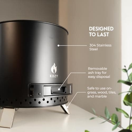 KOZY Radiance 15” Smokeless Fire Pit | 304 Stainless Steel Outdoor BBQ Grill, Bonfire with 360° Airflow | Portable Wood Burning Firepit for Balcony Patio Backyard and Camping 5