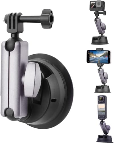 yantralay Aluminium Car Suction Mount 360° Rotatable for Insta 360 X5/X4/X3/X2, Ace Pro,ONE R/RS, Hero 13 12 11 10 9 8 7, DJI Osmo Action Series & All Other Action Camera Accessories
