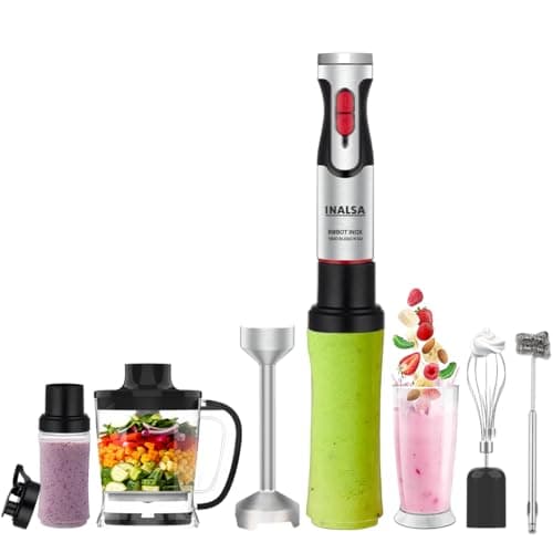 INALSA Nutri Blender with Hand Blender Attachment|1800W DC Motor|20 Speed Control + Turbo Speed|Chopping, Whisking,Frothing & 2Ready To Go Bottles|SS Blades & Rod|2 Yr Warranty|1800 Blend N Go
