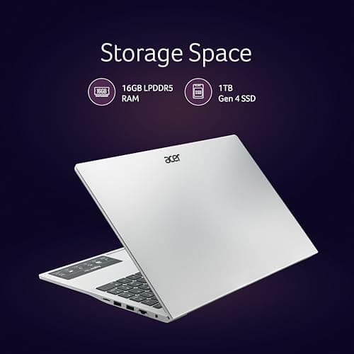 acer Aspire Lite, 12th Gen, Intel Core i5-12450H Processor,16 GB RAM,1 TB SSD, FHD IPS, 15.6"/ 39.6cm, Windows 11 Home, Pure Silver, 1.7 Kg, AL15-52H, Backlit Keyboard, Laptop 4
