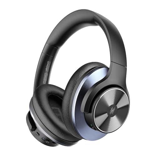 OneOdio Focus A10 - Hybrid Active Noise Cancelling Headphones, Wireless Over-Ear Headphones with 62H Playtime, Fast Charging, Hi-Res Audio, Clear Calls, Bluetooth & Wired Mode for Travel Work (Black)