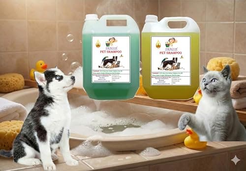 Pet Shampoo I Puppy Safe Shampoo I pH Balanced I Shine and Smooth Hair 5 Litre Pack of 2 Neem Alovera & Lemon 2