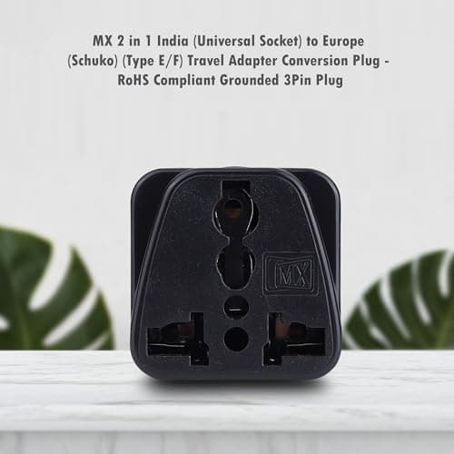 MX Conversion Plug with Universal Socket with Surge Protector Black (3462) 2