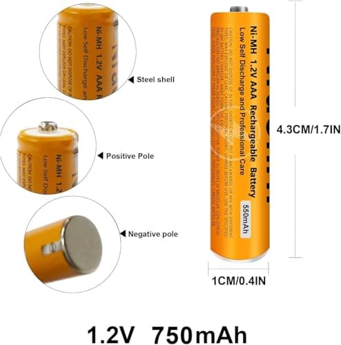 AAA Rechargeable Ni-MH Batteries, 1.2V, 830mAh, Pack of 4, Compatible with Cordless Phones, Home Electronics 3