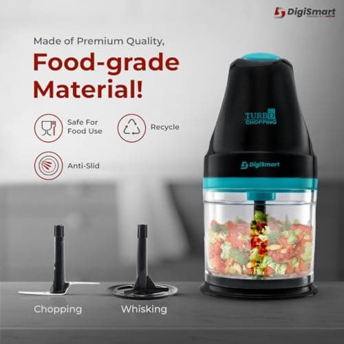 DigiSmart 400 Watts Chopper for Chop, Mincing, Puree, Whisk, Grind, 100% Copper Motor Electric Chopper, One Touch Operation, Stainless Steel Blade, Anti Skid, 1 Year Warranty (Blue & Black) 2