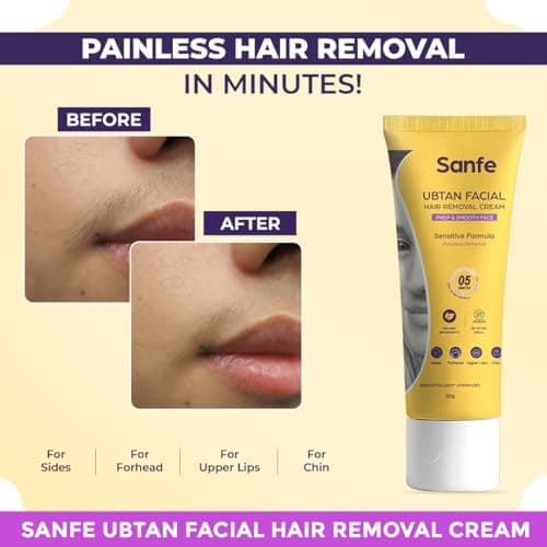 Sanfe ubtan facial hair removal cream | facial hair removal cream for women | safe for sensitive skin | gentle & soothing for delicate face areas | effective face hair removal for women. 2
