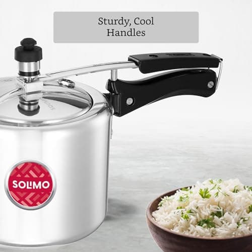 Amazon Brand - Solimo - Sleek Induction Bottom Aluminium Pressure Cooker - 3 Liter (Inner Lid), Silver 4
