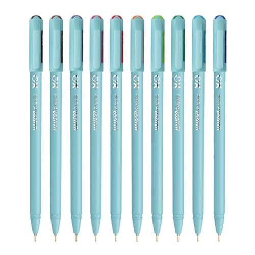 Hauser XO Multicolor Ball Pen Wallet Pack | Multi-Use Pen for Coloring, Doodling, Mandala, Writing | Minimalistic Aesthetic Looks with Pastel Body | Multicolor Ink, Set Of 10