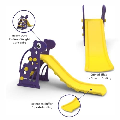 Amazon Brand - Solimo Modern Super Slide for 2-4 Years | Indoor Outdoor Games | Perfect Slide for Home, School & Playground | Easy Assembly | Safe & Fun Activity Toy |131 x 61 x 71cm | Purple &Yellow 3