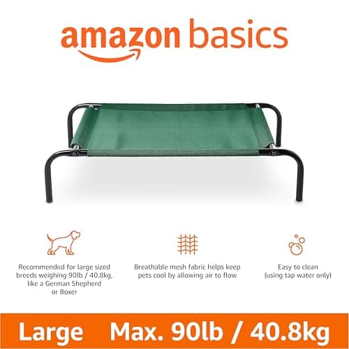 amazon basics Large Elevated Cooling Mesh Fabric Pet Dog Cot Bed - 51 X 31 X 8 Inches, Green 2
